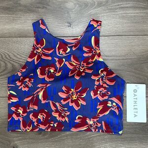 Athleta Conscious Crop Floral Print Longline Sports Bra Size Small